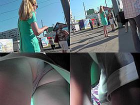 Upskirting video shows amazing skinny ass of a blonde