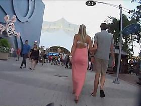 Lovely wiggle in a long pink dress