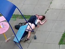 Drunk couple fucking in the playground
