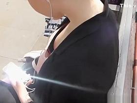 Teen with big tits down blouse