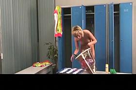 Blonde in pool locker room