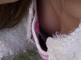 Closeup downblouse on perky round tits