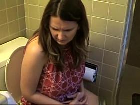 Big tits woman filming her pees