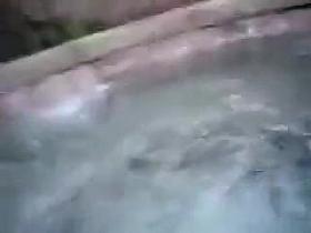 Woman Topless in Jacuzzi Moaning from Pleasure of Water Jets