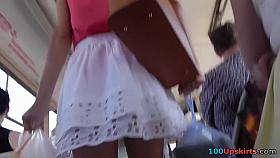 Ideal buttocks in the amazing upskirt tease action