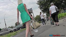 Upskirting video show amazing blonde and her nice legs