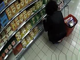 Supermarket red thong exposed