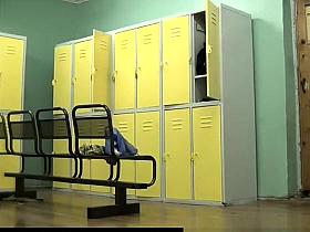 Girl in locker room spied by female voyeur