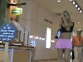 Incredibly hot upskirt blonde teen in a mall