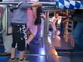 Escalator air uncovers tight panties