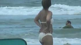 Candid Ass in white bikini