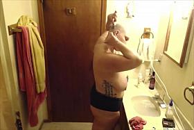 Fat MILF Voyeur Head Shave with Dancing and Smoking