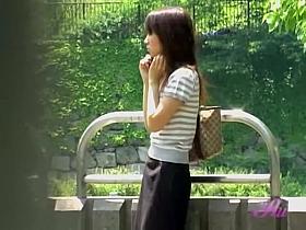 Wild skirt sharking video in a Japanese public park
