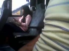 Man strokes his penis in the bus