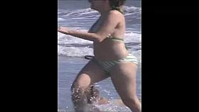 sexy blonde at beach huge tits jumping slow motion must see