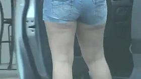 Thick girl in jean shorts