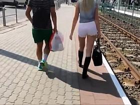 Stalker liked her ass in small shorts