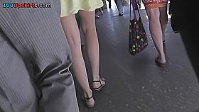 Candid upskirt mov features skinny ass slim chick