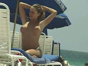 Big breasted bunnies filmed on a nudist beach