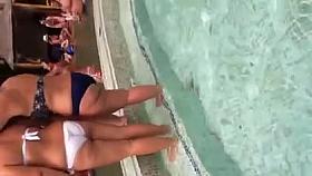 Two Sexy Asses at the Pool
