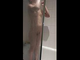 wife showing tits ass pussy in the shower