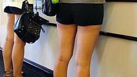 candid Latina booty shorts