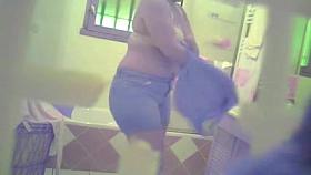 Spy Chubby Young Woman in Bathroom