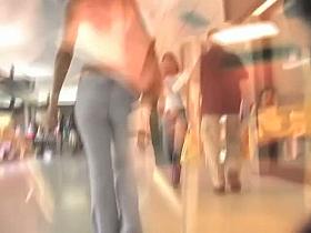 Amazing candid blonde girl in jeans
