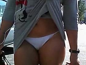 Public Candid Video of Hot Russian Girls Flashing Their Panties