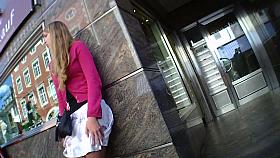 Hot Girl Upskirt Nice Dress Legs at Bus Stop