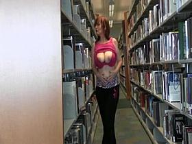 Bella Jaimes At The College Library Flashing