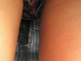 Voluntarily upskirt from hot blonde at grocery shopping