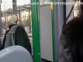 Splendid blowjob in the crowded bus