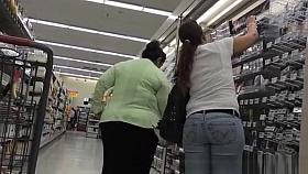 Tight jeans pants in supermarket