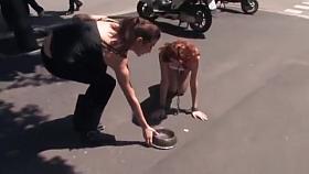 Redhead disgraced and fucked on the streets