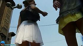 Hot up skirt street clips of girls wearing black thongs