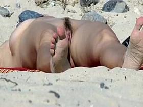 Naked Hairy Pussy on the Beach
