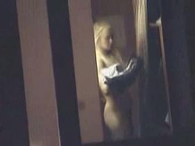 Fit blonde girl changing clothes voyeur videoed by the neighbor