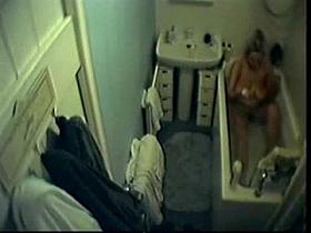 Spycam in my home bathroom caught mom masturbating