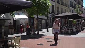 Euro slut punished in public downtown